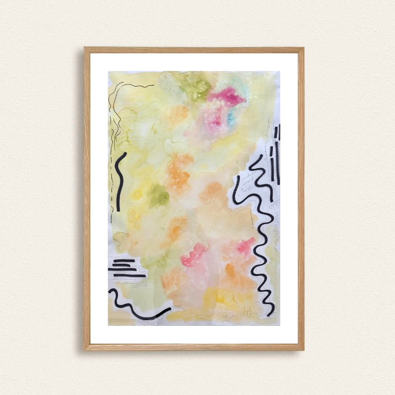 Large original watercolor artwork capturing calm emotional energy and soul