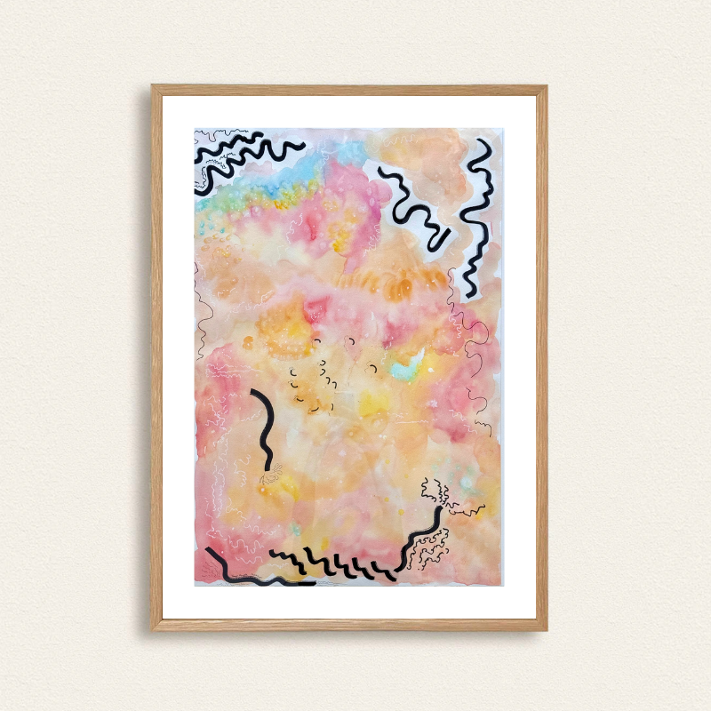 Large original watercolor artwork capturing calm emotional energy and soul