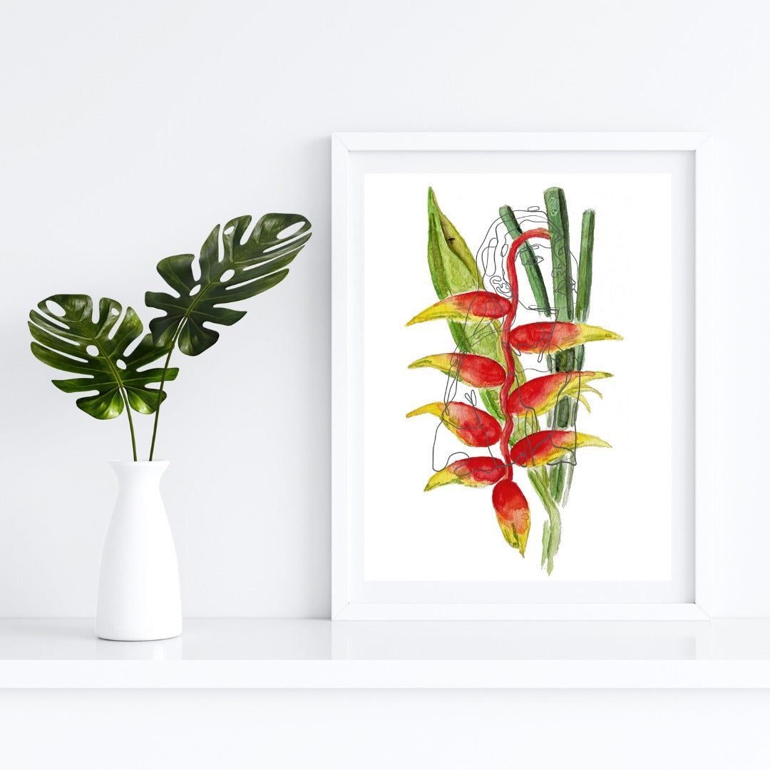 palm illustration, palm watercolor, floral watercolor, botanic watercolor, tropical watercolor, flower watercolor, sunflower watercolor, bird of paraside watercolor, heliconia watercolor