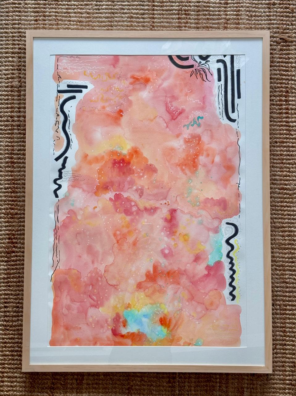 Large original watercolor artwork capturing calm emotional energy and soul