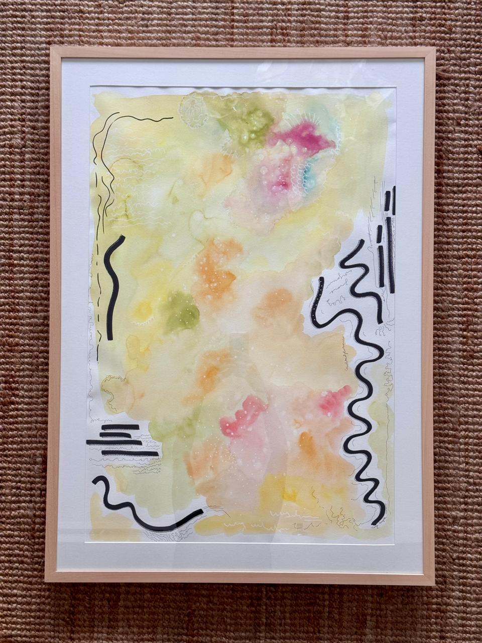 Large original watercolor artwork capturing calm emotional energy and soul