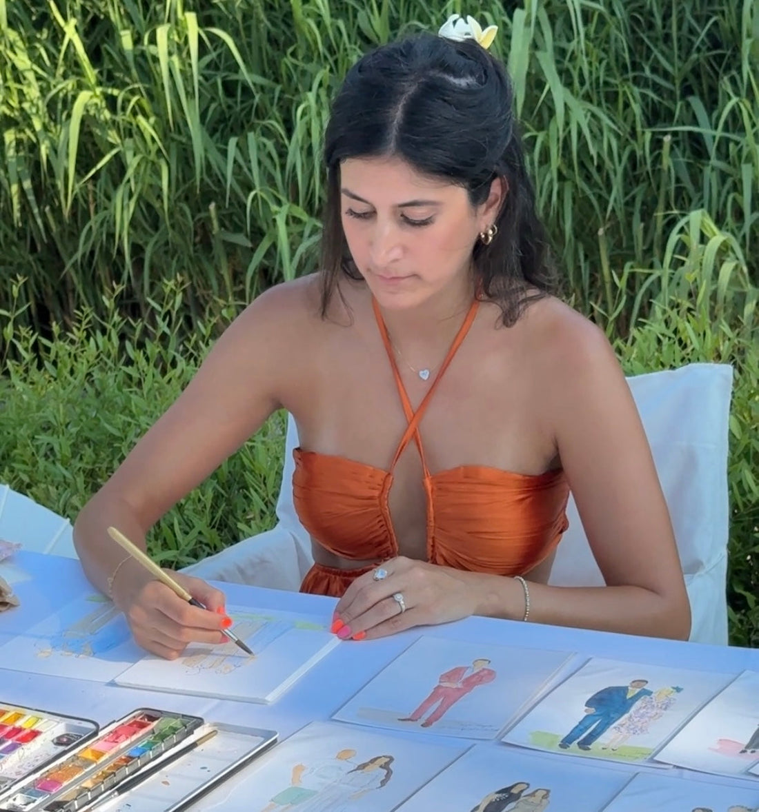 wedding guest portraits artist france live painting