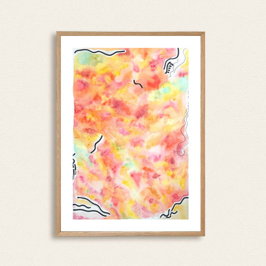 Large original watercolor artwork capturing calm emotional energy and soul