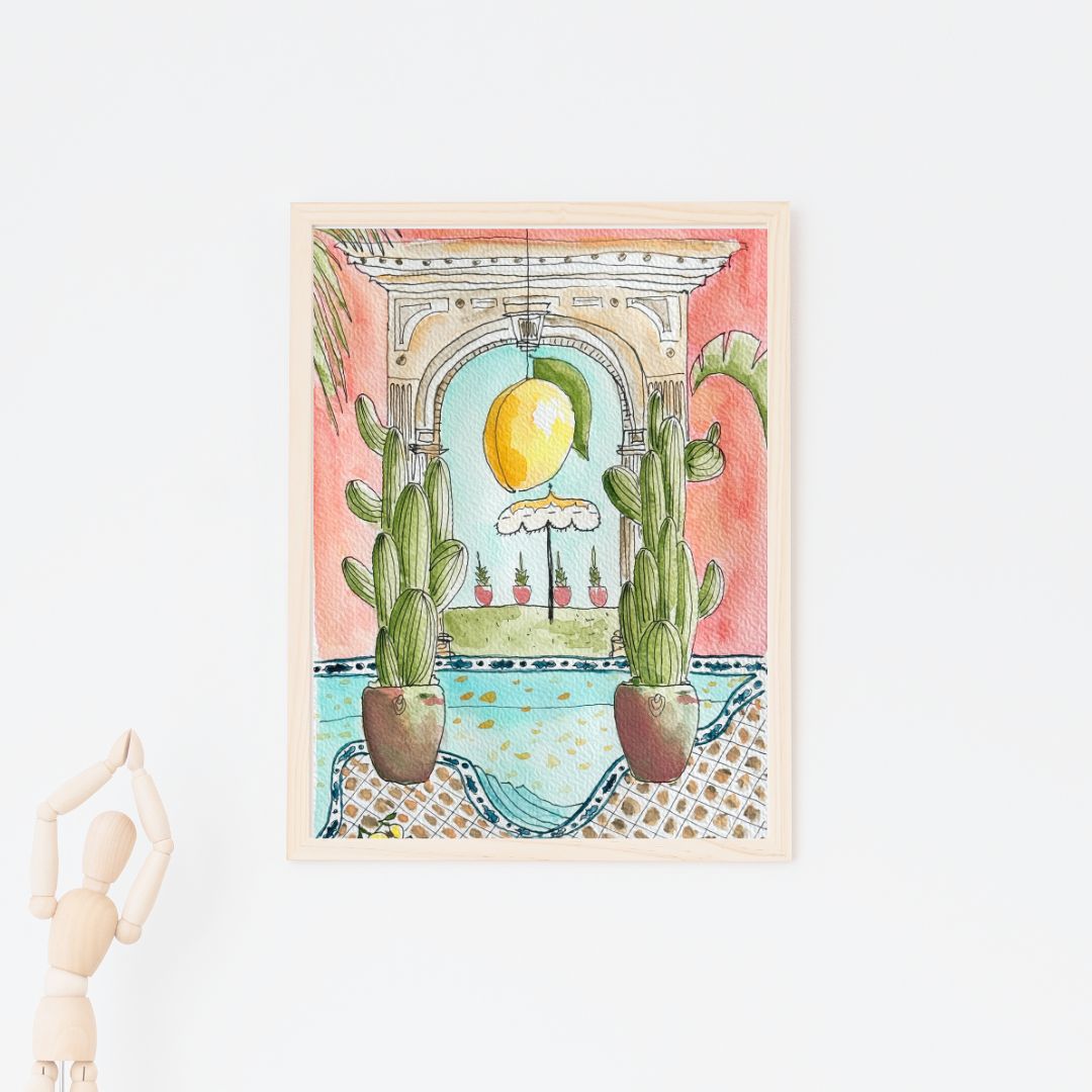 interior watercolor, interior illustration, bathroom watercolor, watercolor illustration, eclectic bathroom illustration, house watercolor