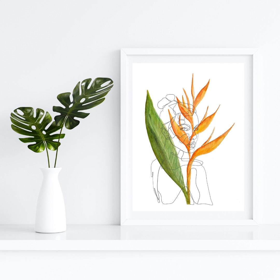 palm illustration, palm watercolor, floral watercolor, botanic watercolor, tropical watercolor, flower watercolor, sunflower watercolor, bird of paraside watercolor